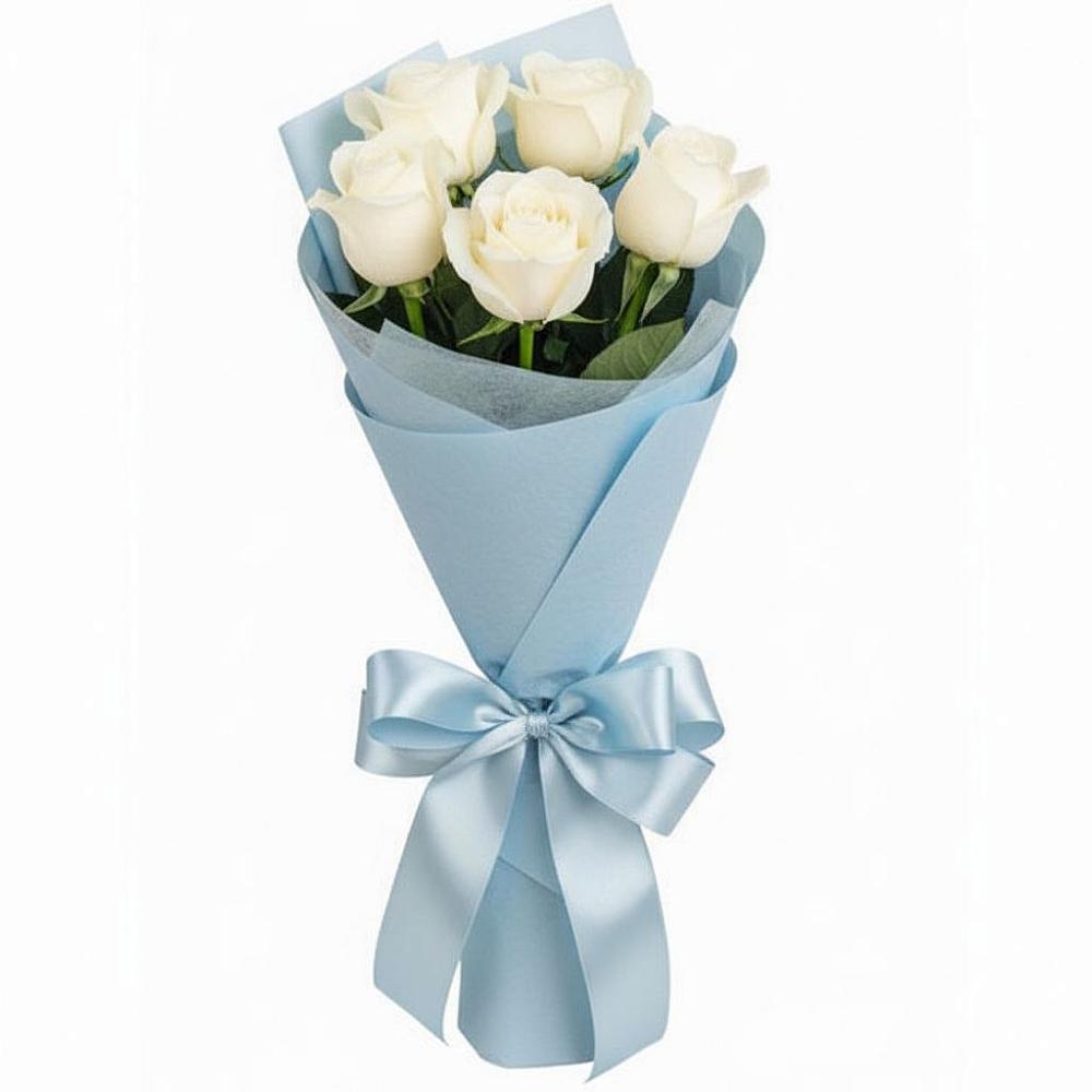 Букет 5 Белых роз Проуд в Звёздном Городке