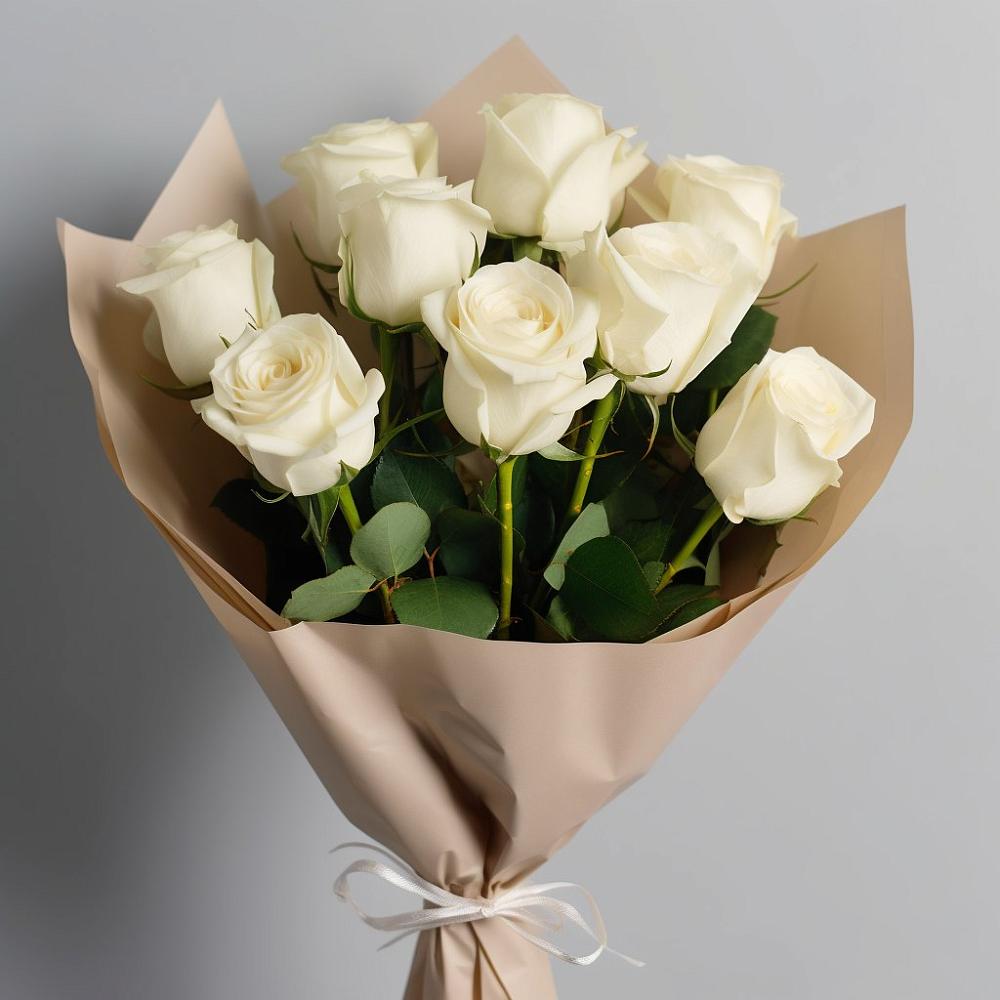 Букет 9 Белых роз Эдлесс Лав в Звёздном Городке