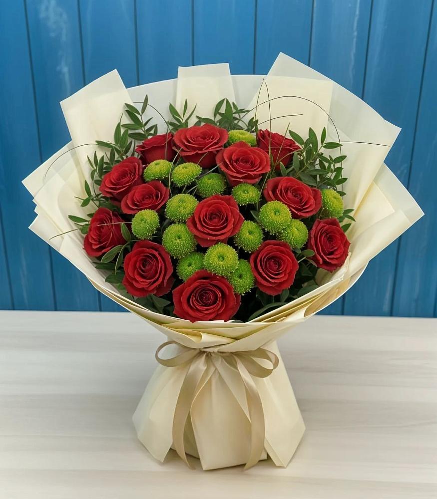 Букет цветов из: Розы и Хризантемы в Звёздном Городке